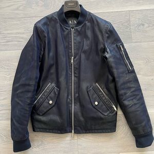 Armani Exchange bomber leather jacket